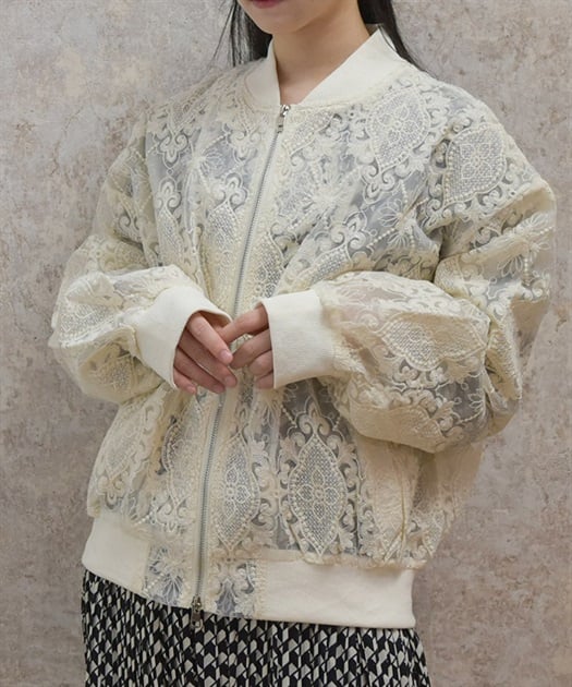 オーガンジー刺繍ブルゾン | レディース服・レディース オーガンジー刺繍ブルゾン | レディース服・レディース
