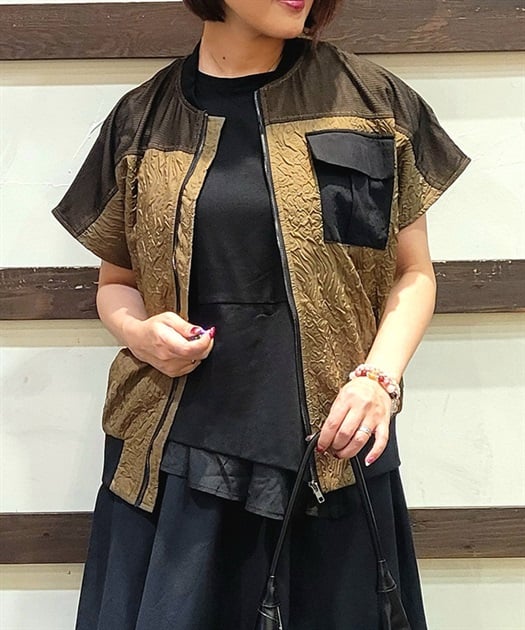 異素材配色フレンチブルゾン