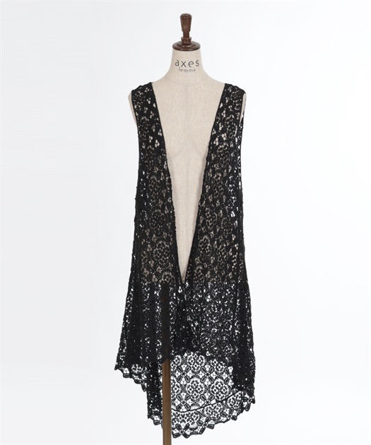 総レースロングテールジレ | purple label | axes femme online shop 総レースロングテールジレ | purple label | axes femme online shop