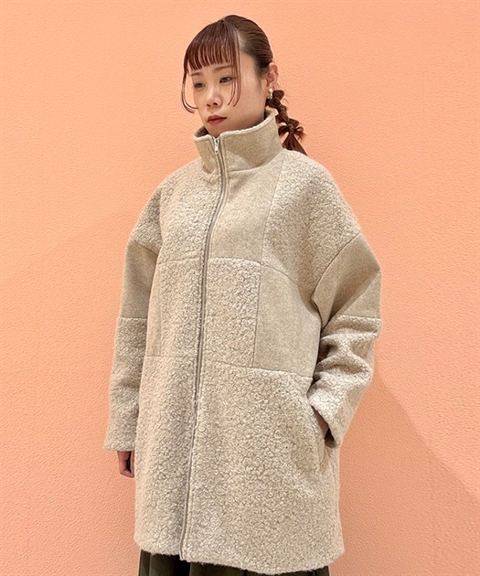 パッチワークボアジップコート【期間限定価格】 | axes femme online shop