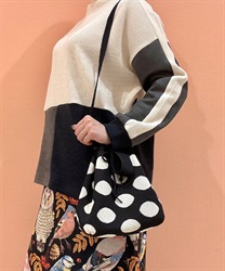 総柄巾着バッグ(黒-F)