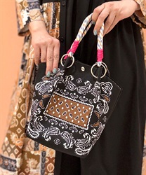 総柄ニットトートバッグ(黒-F)