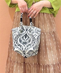 総柄ニットトートバッグ(白-F)