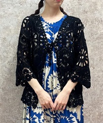 刺繍レースカーデ(黒-F)