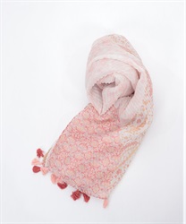 プリーツ総柄ストール(ピンク-F)