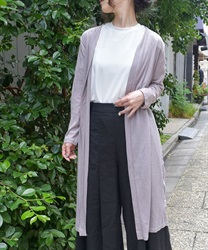 ニット×シフォン切替カーディガン(グレー-F)