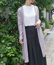 ニット×シフォン切替カーディガン