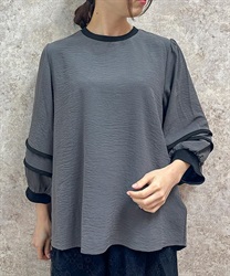 配色パイピングプルオーバー【2点10%OFF対象商品】(チャコール-F)