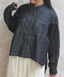 デニムビッグシャツ【WEB先行販売】(黒-F)