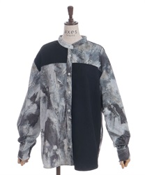 起毛ぼかし柄シャツ(黒-F)