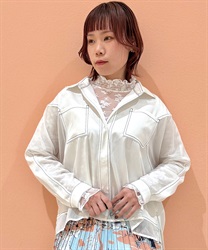 デニム×シアー切替シャツ(生成り-F)