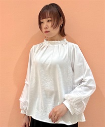 袖チュール重ねタックプルオーバー【期間限定価格】(白-F)