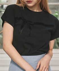 リボンライントップス【10%OFF対象商品】(黒-F)
