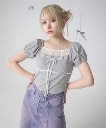 フレンチリボントップス【10%OFF対象商品】(白-F)