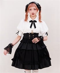 ストライプフリルスカート【ランク限定Web先行販売】(黒-M)