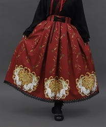 菊と狐柄スカート【ランク限定Web先行販売】(ワイン-M)