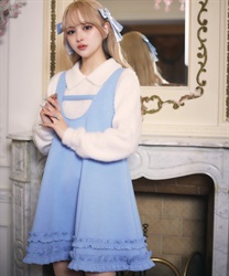 フリルボンディングワンピース【Web限定価格】(ブルーグレー-F)