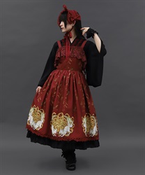 菊と狐柄ジャンパースカート【ランク限定Web先行販売】(ワイン-M)