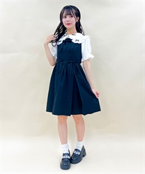 ガーリーリボンワンピ(黒-M)