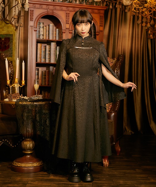 チャイナスリット袖ロングワンピース | レディース服 チャイナスリット袖ロングワンピース | レディース服