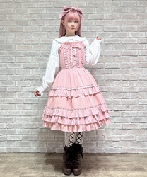 レースアップフリルジャンスカ(ピンク-M)