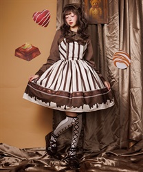 ボンボンショコラ柄ジャンパースカート【受注生産】(生成り-M)