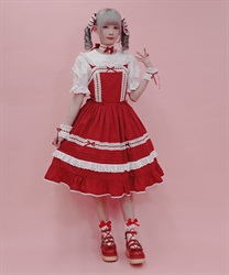 はしごレースジャンパースカート(赤-M)