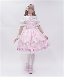 パンジーカップケーキ柄ジャンパースカート(ピンク-M)