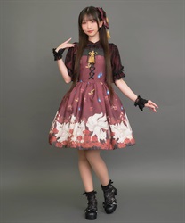 彼岸の白狐会柄ジャンスカ(ワイン-M)