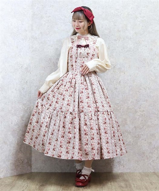 ストライプローズ柄ジャンスカ | kawaii | axes femme online shop ストライプローズ柄ジャンスカ | kawaii | axes femme online shop