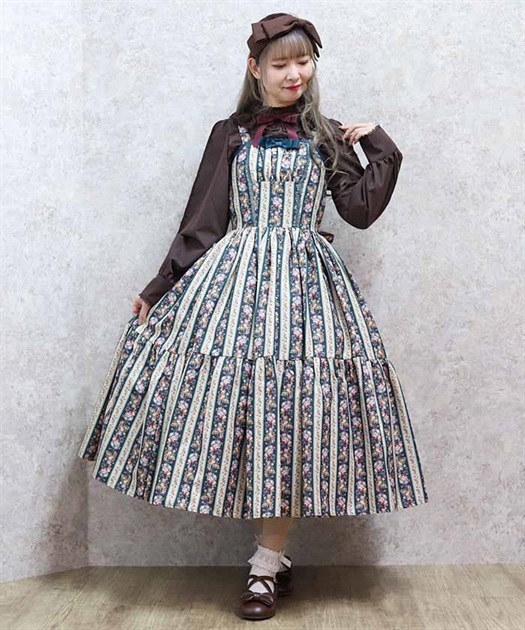 ストライプローズ柄ジャンスカ | kawaii | axes femme online shop ストライプローズ柄ジャンスカ | kawaii | axes femme online shop