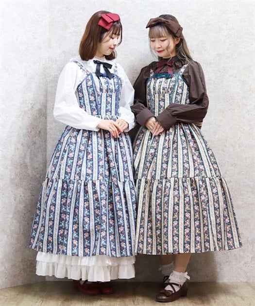 ストライプローズ柄ジャンスカ | kawaii | axes femme online shop ストライプローズ柄ジャンスカ | kawaii | axes femme online shop