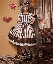 ボンボンショコラ柄ワンピース【受注生産】(生成り-M)