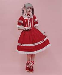 はしごレースワンピース(赤-M)