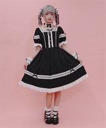 はしごレースワンピース(黒-M)