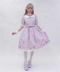 パンジーカップケーキ柄ワンピース(ラベンダー-M)