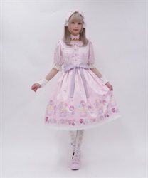 パンジーカップケーキ柄ワンピース(ピンク-M)