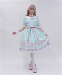 パンジーカップケーキ柄ワンピース(ミント-M)