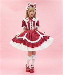 ガーリーリボンワンピース(赤-M)
