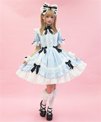 ガーリーリボンワンピース(サックス-M)
