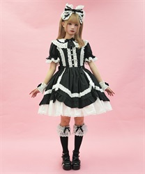 ガーリーリボンワンピース(黒-M)