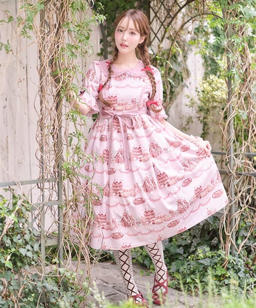 お菓子の家柄ワンピース【受注生産】 | kawaii | axes femme お菓子の家柄ワンピース【受注生産】 | kawaii | axes femme