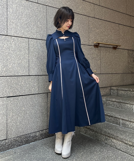 デコルテ開きラインワンピース | outlet | axes femme online shop デコルテ開きラインワンピース | outlet | axes femme online shop