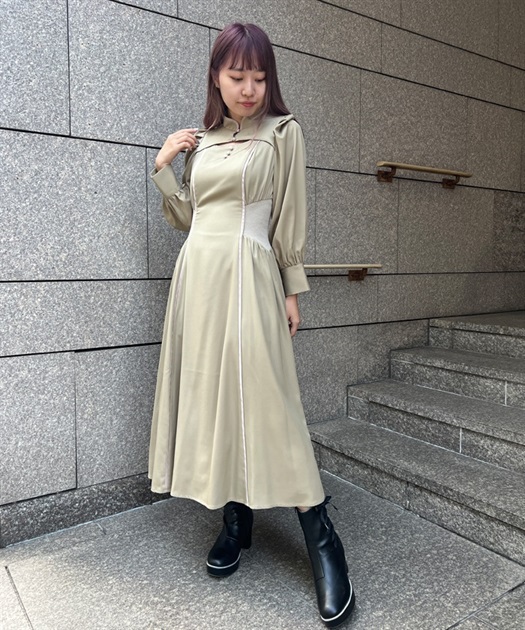 デコルテ開きラインワンピース | outlet | axes femme online shop デコルテ開きラインワンピース | outlet | axes femme online shop