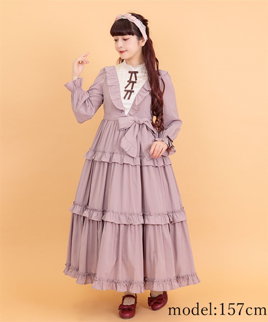 クラシカルフリルロングワンピ | outlet | axes femme online shop クラシカルフリルロングワンピ | outlet | axes femme online shop