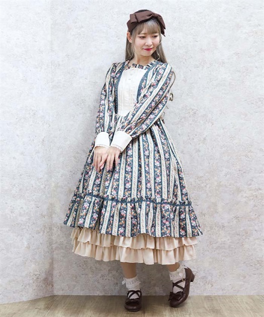 ストライプローズ柄ワンピース | レディース服・レディース ストライプローズ柄ワンピース | レディース服・レディース