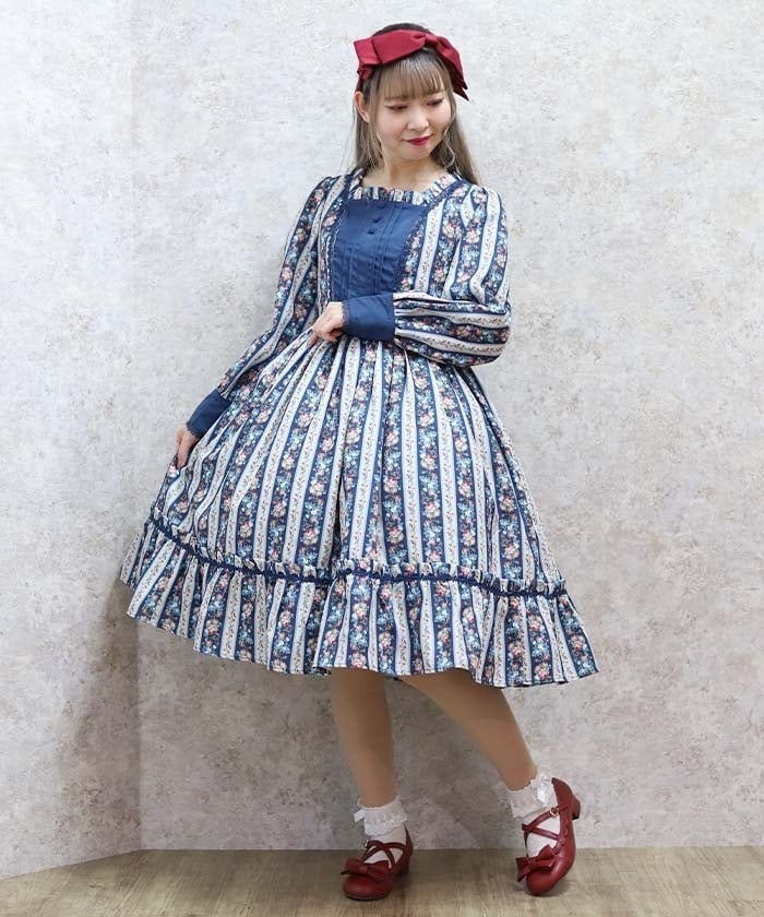 ストライプローズ柄ワンピース | axes femme 公式オンラインショップ