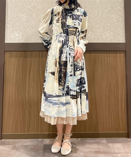 パッチワーク街柄ワンピース | outlet | axes femme online shop パッチワーク街柄ワンピース | outlet | axes femme online shop