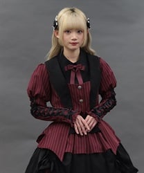 ストライプレースアップジャケット【ランク限定Web先行予約】(ワイン-M)