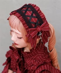 ストライプリボンヘッドドレス【ランク限定Web先行販売】(ワイン-F)